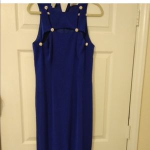 Royal blue cut out gown on hold